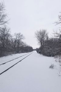 Snow covered field against sky