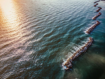 High angle view of sea waves