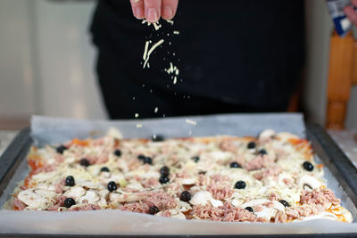 Close-up of pizza on table