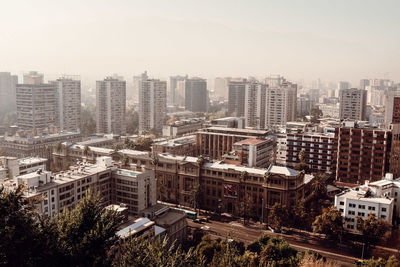 High angle view of cityscape against sky