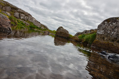 Scenic view of rock formations against sky