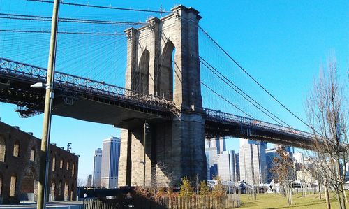 Low angle view of brooklyn bridge