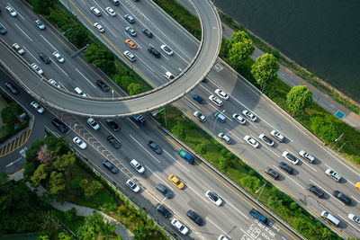 High angle view of traffic on road