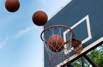 Low angle view of basketball hoop against sky