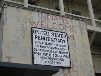 Close-up of information sign