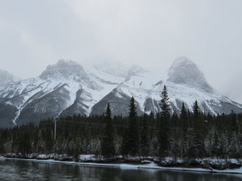 Scenic view of snowcapped mountains and lake against sky