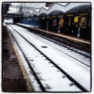 Train at railroad station platform