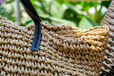 Close-up of ropes tied on rope