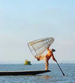 Traditional fisher lake inle myanmar 