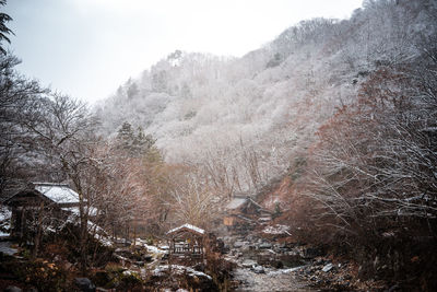 Scenic view of snow covered land