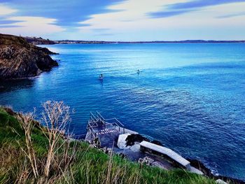 High angle view of sea against sky