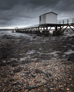 Low tide at the hardway pier in gosport, hampshire 