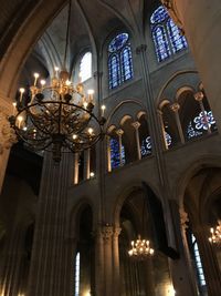 Low angle view of illuminated cathedral