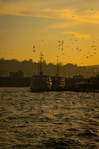 Ferries of istanbul at sunset