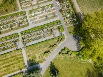 High angle view of agricultural field in garden