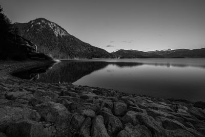 Scenic view of lake and mountains