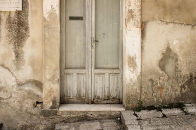 Closed door of old building