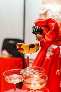 Close-up of wineglass on table