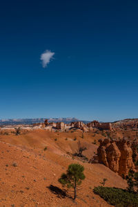 Scenic view of desert against blue sky