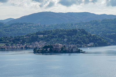 View of orta lake with san giulio island 