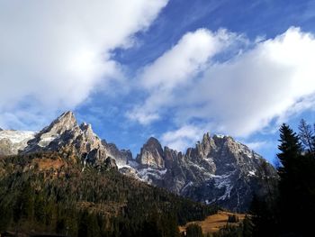 Panoramic view of snowcapped mountains against sky