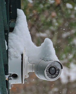 Close-up of snow on glass window