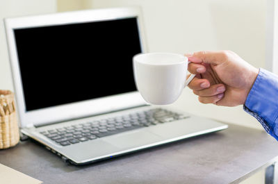 Coffee cup on table