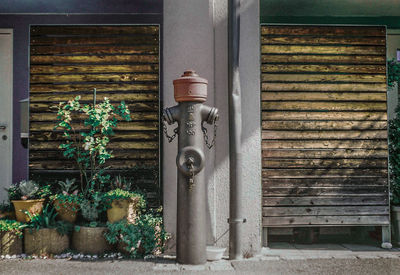 Closed door of building