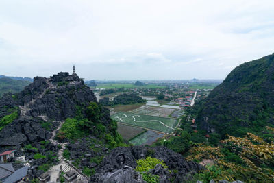 High angle view of townscape against sky