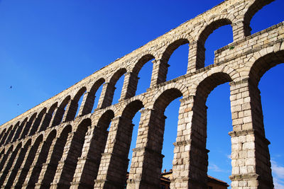 Low angle view of historical building against blue sky