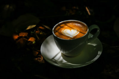 High angle view of coffee cup