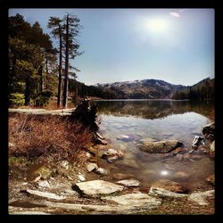 Scenic view of lake against sky