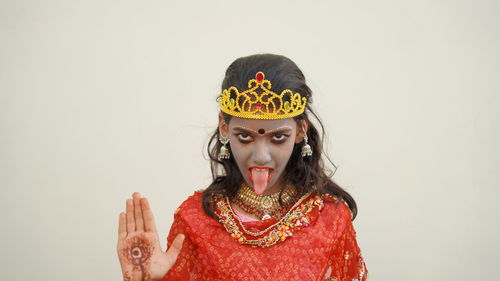 A face of hindu goddess durga. goddess durga for happy navratri celebration