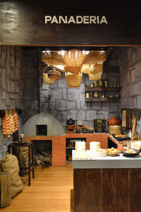 Information sign in restaurant at store