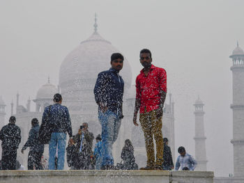 People in city during winter