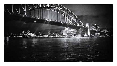 Bridge over river at night