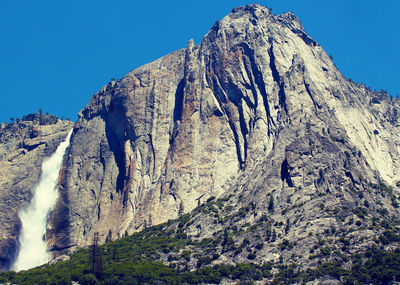 Low angle view of mountain against clear sky