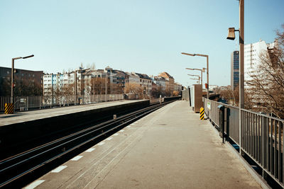 Railroad station platform against sky