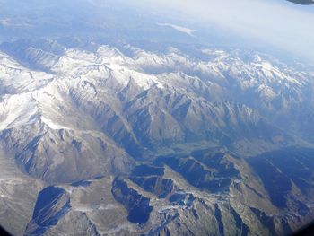 Aerial view of snow covered landscape