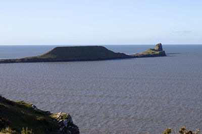 Scenic view of sea against clear sky