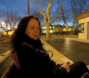 Woman looking at night