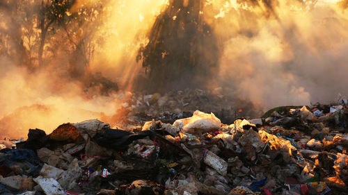 Smoke emitting from rocks