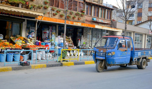 Vehicles on road in city