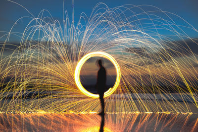 Close-up of light painting at night