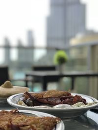 Close-up of food on table