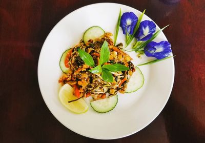 High angle view of meal served in plate