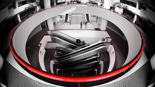 High angle view of spiral staircase