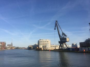 View of river with buildings in background