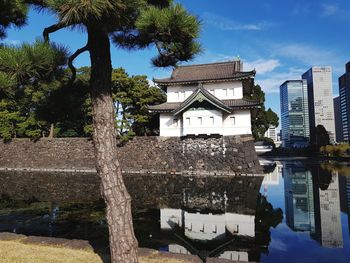 Reflection of building in lake