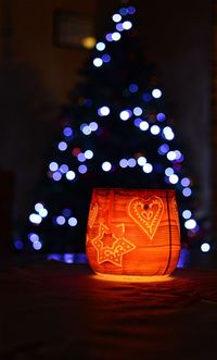 Close-up of illuminated lighting equipment